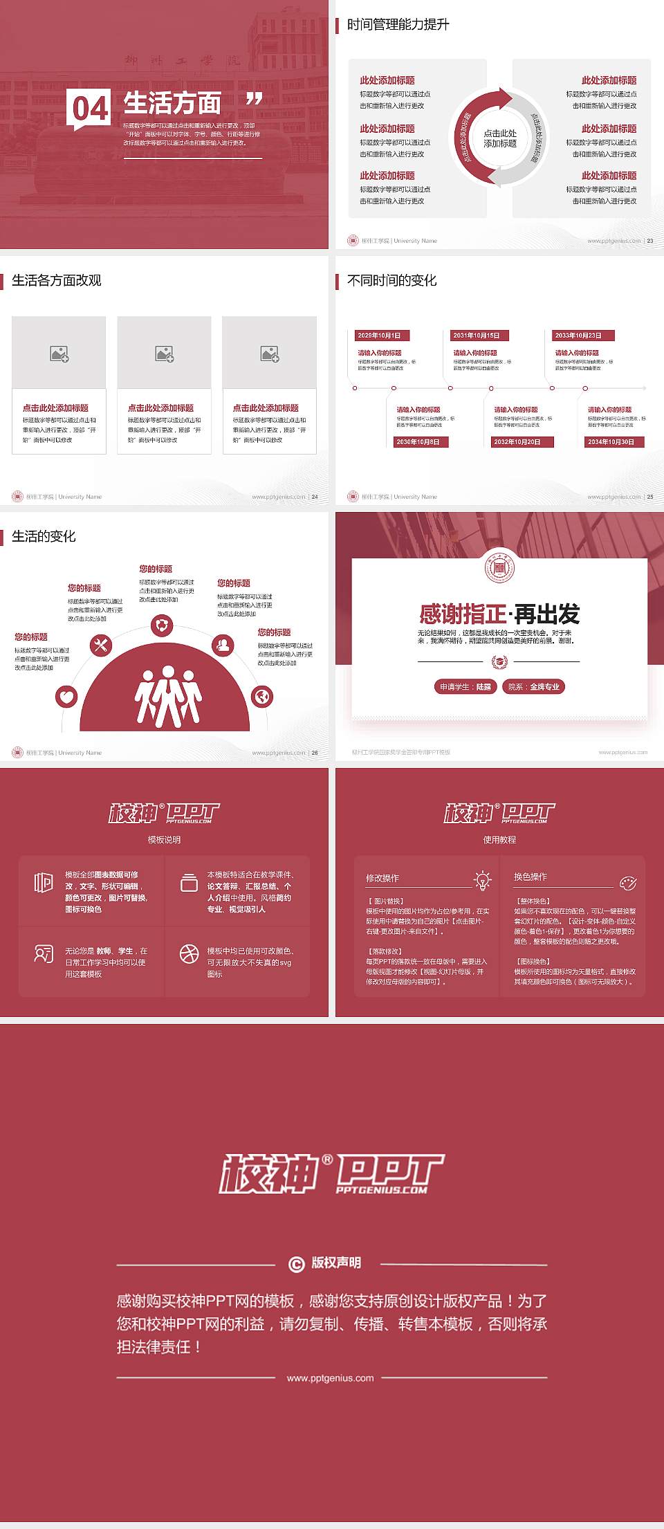 柳州工学院专用国家奖学金答辩PPT模板4:3格式幻灯片预览图4