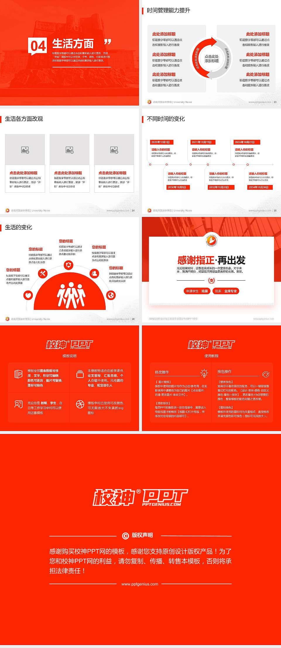 湖南民族职业学院专用国家奖学金答辩PPT模板4:3格式幻灯片预览图4