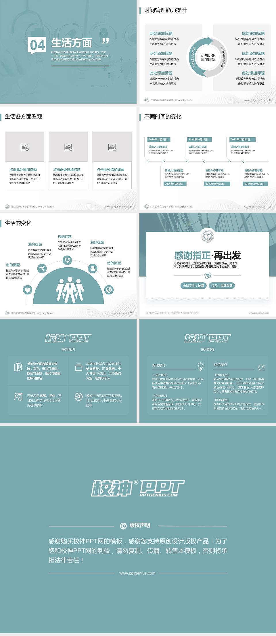 江西医学高等专科学校专用国家奖学金答辩PPT模板4:3格式幻灯片预览图4