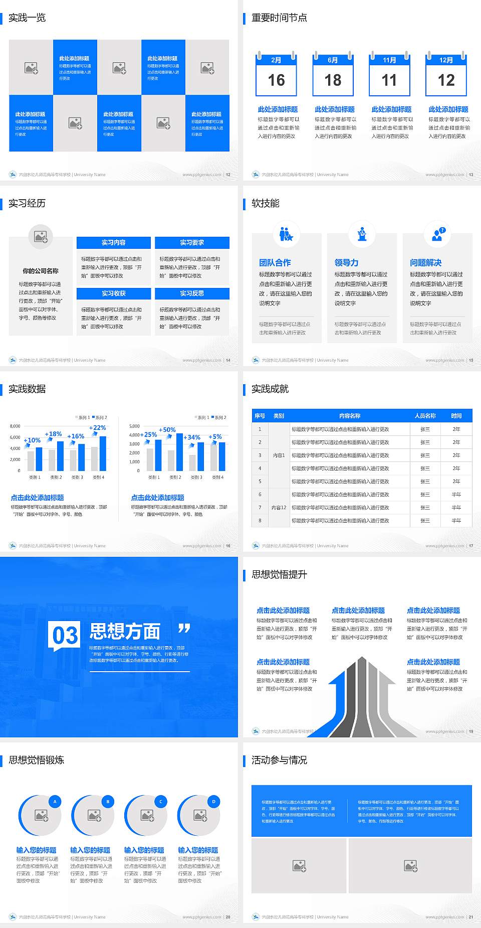 六盘水幼儿师范高等专科学校专用国家奖学金答辩PPT模板4:3格式幻灯片预览图3