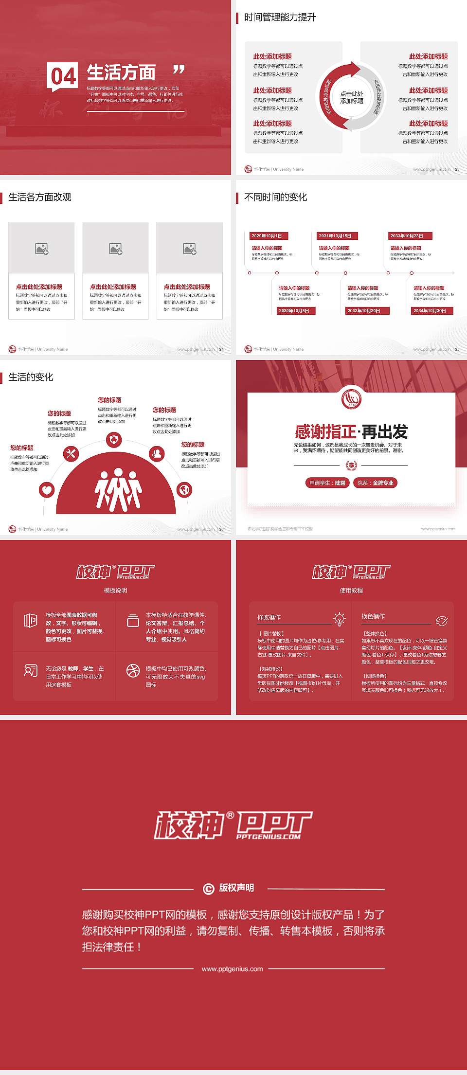 怀化学院专用国家奖学金答辩PPT模板4:3格式幻灯片预览图4