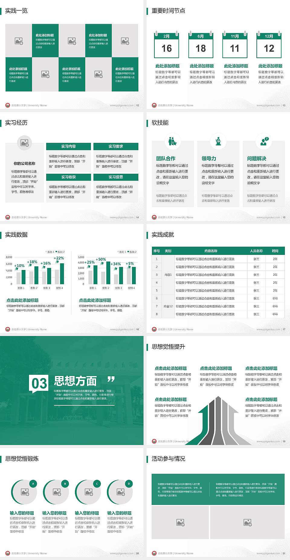 湖南农业大学专用国家奖学金答辩PPT模板4:3格式幻灯片预览图3