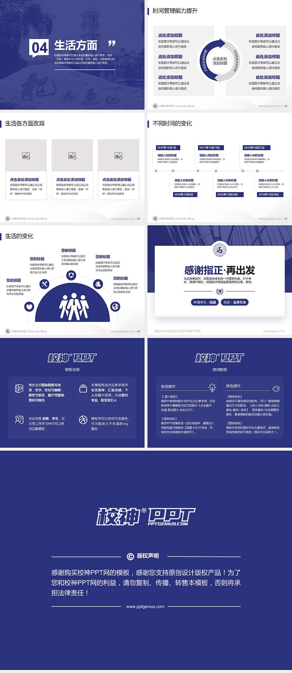 西安外事学院专用国家奖学金答辩PPT模板4:3格式幻灯片预览图4