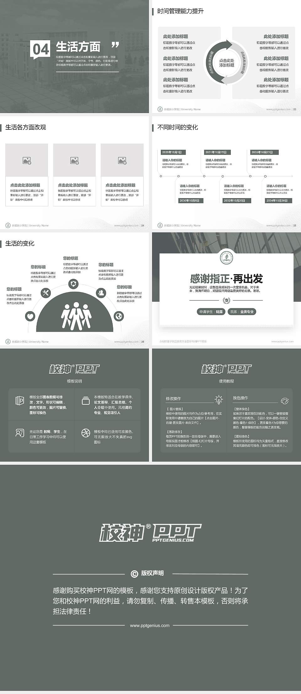 永城职业学院专用国家奖学金答辩PPT模板4:3格式幻灯片预览图4