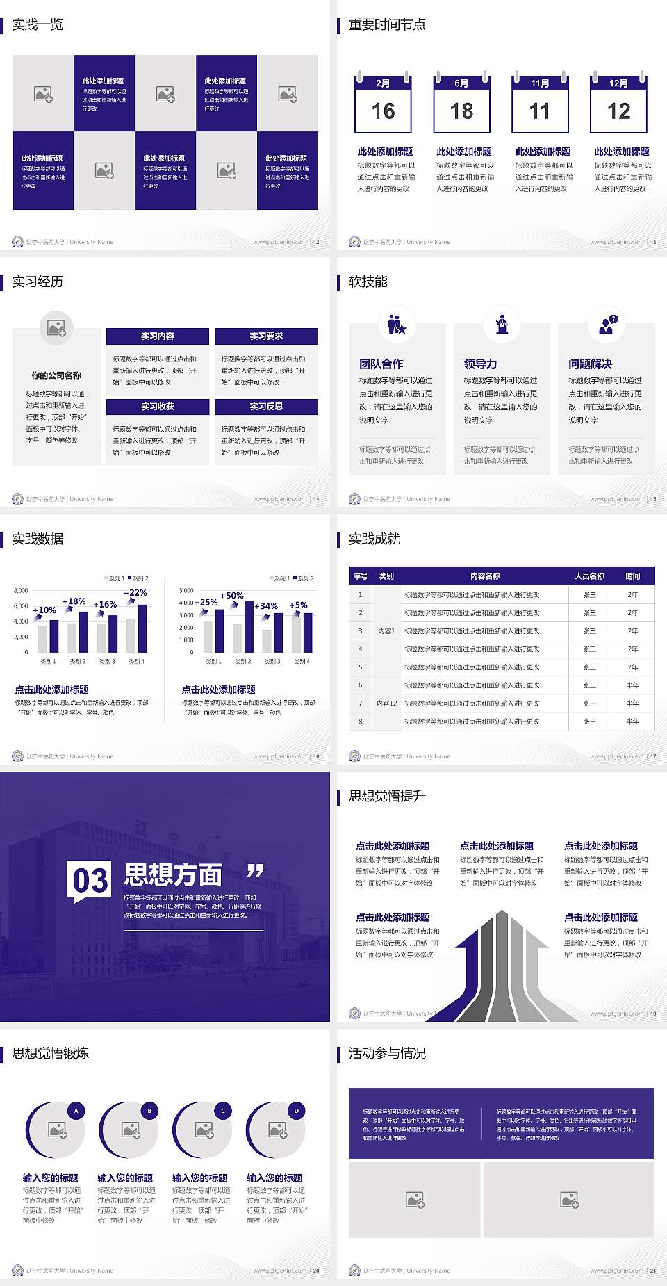 辽宁中医药大学专用国家奖学金答辩PPT模板4:3格式幻灯片预览图3
