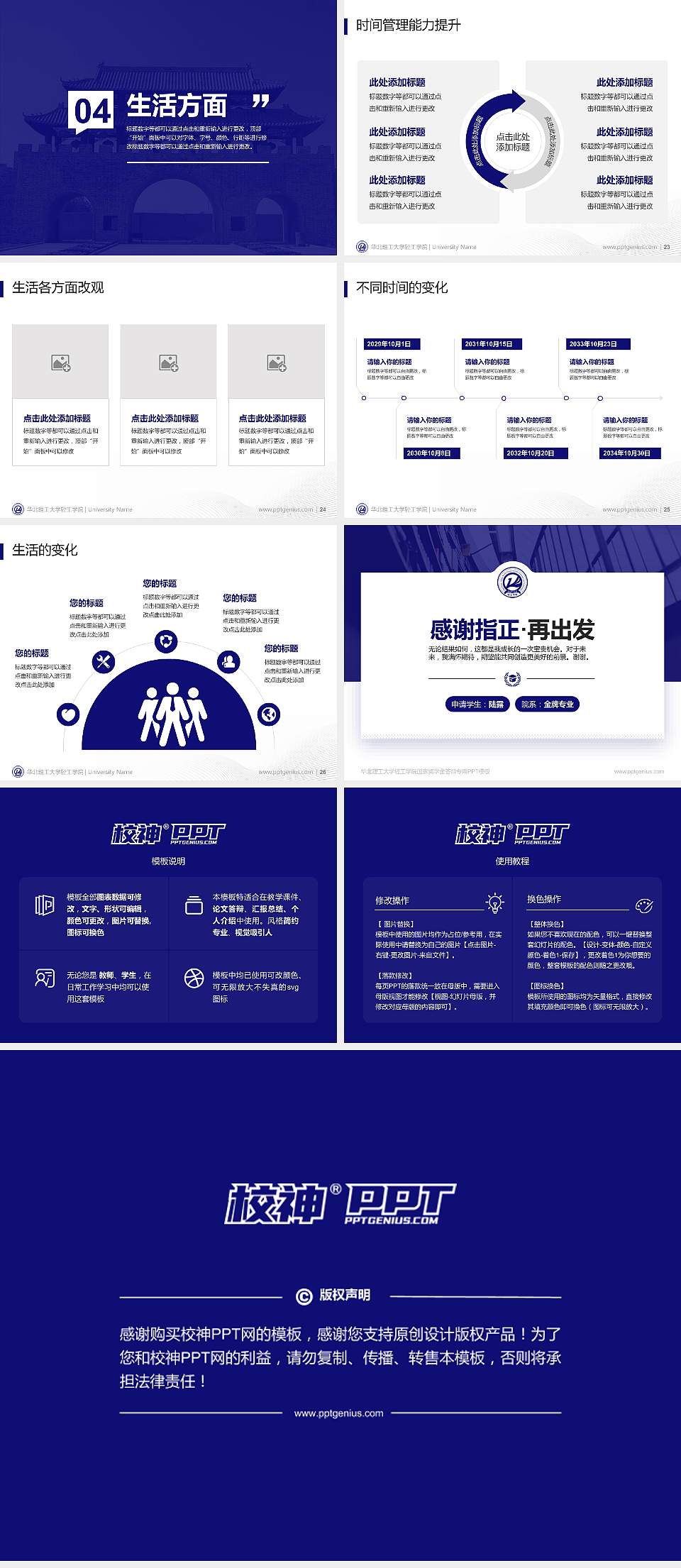 华北理工大学轻工学院专用国家奖学金答辩PPT模板4:3格式幻灯片预览图4