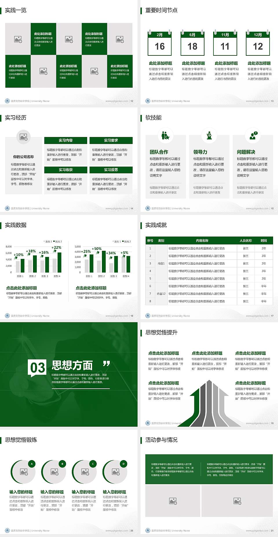重庆商务职业学院专用国家奖学金答辩PPT模板4:3格式幻灯片预览图3