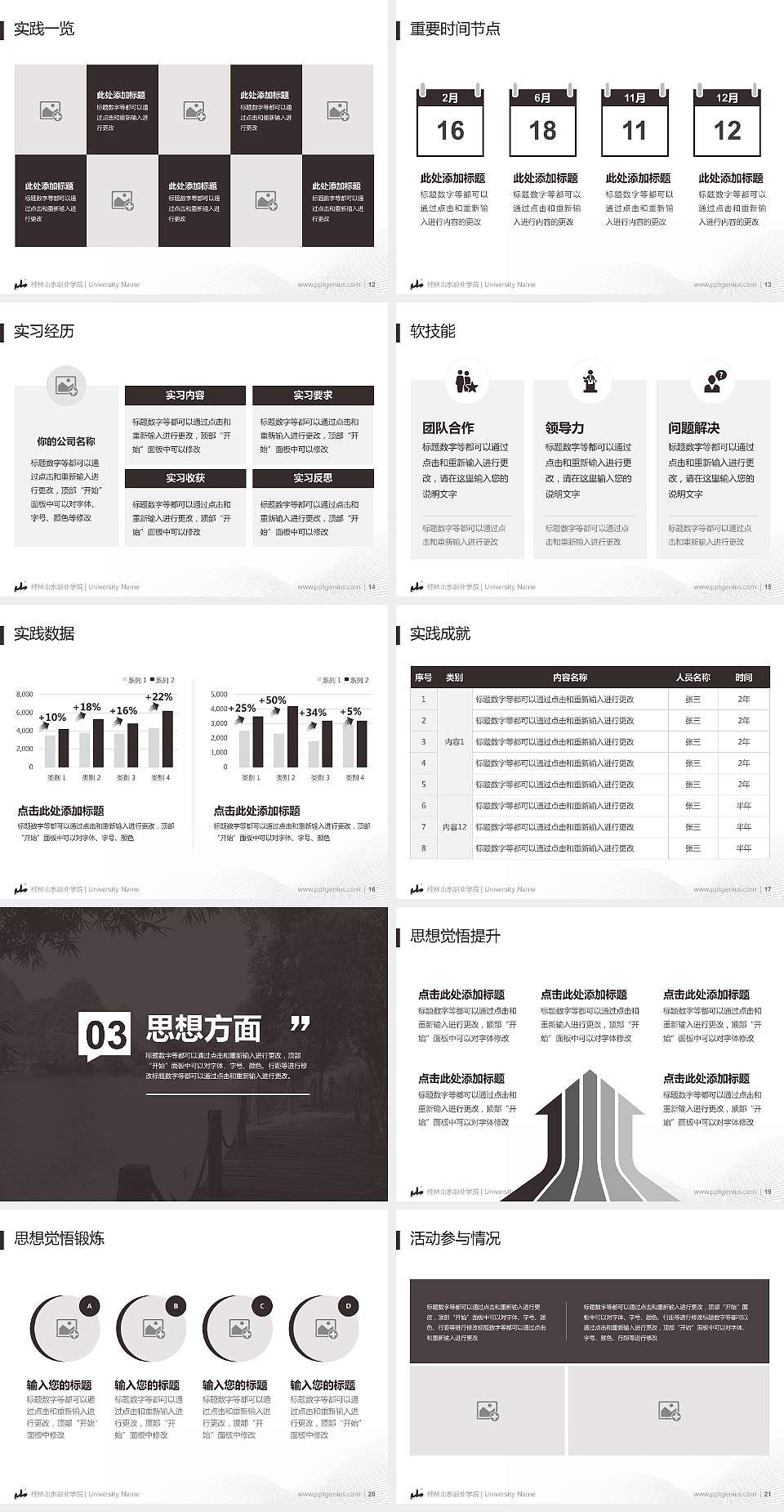 桂林山水职业学院专用国家奖学金答辩PPT模板4:3格式幻灯片预览图3