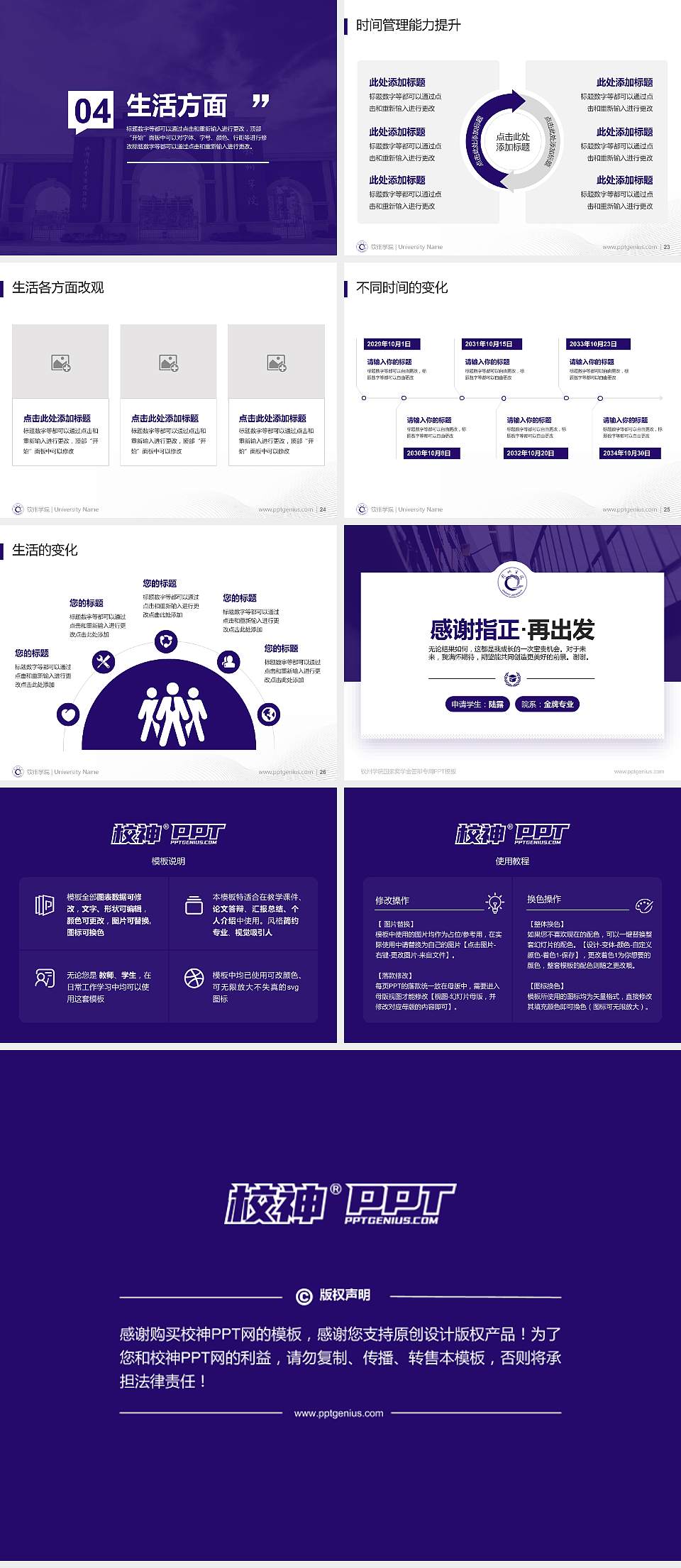 钦州学院专用国家奖学金答辩PPT模板4:3格式幻灯片预览图4