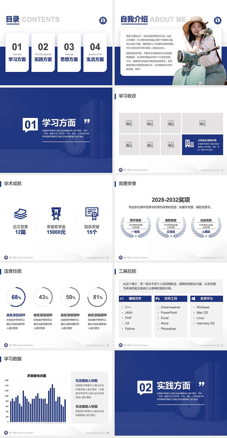 铜仁学院专用国家奖学金答辩PPT模板4:3格式幻灯片预览图2