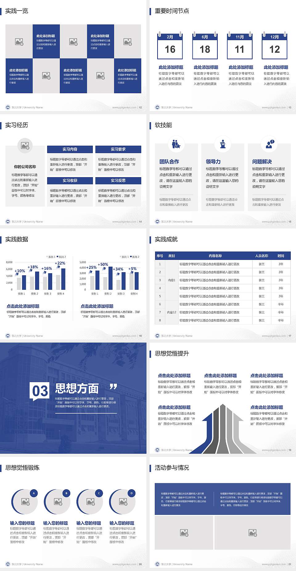 东北大学专用国家奖学金答辩PPT模板4:3格式幻灯片预览图3