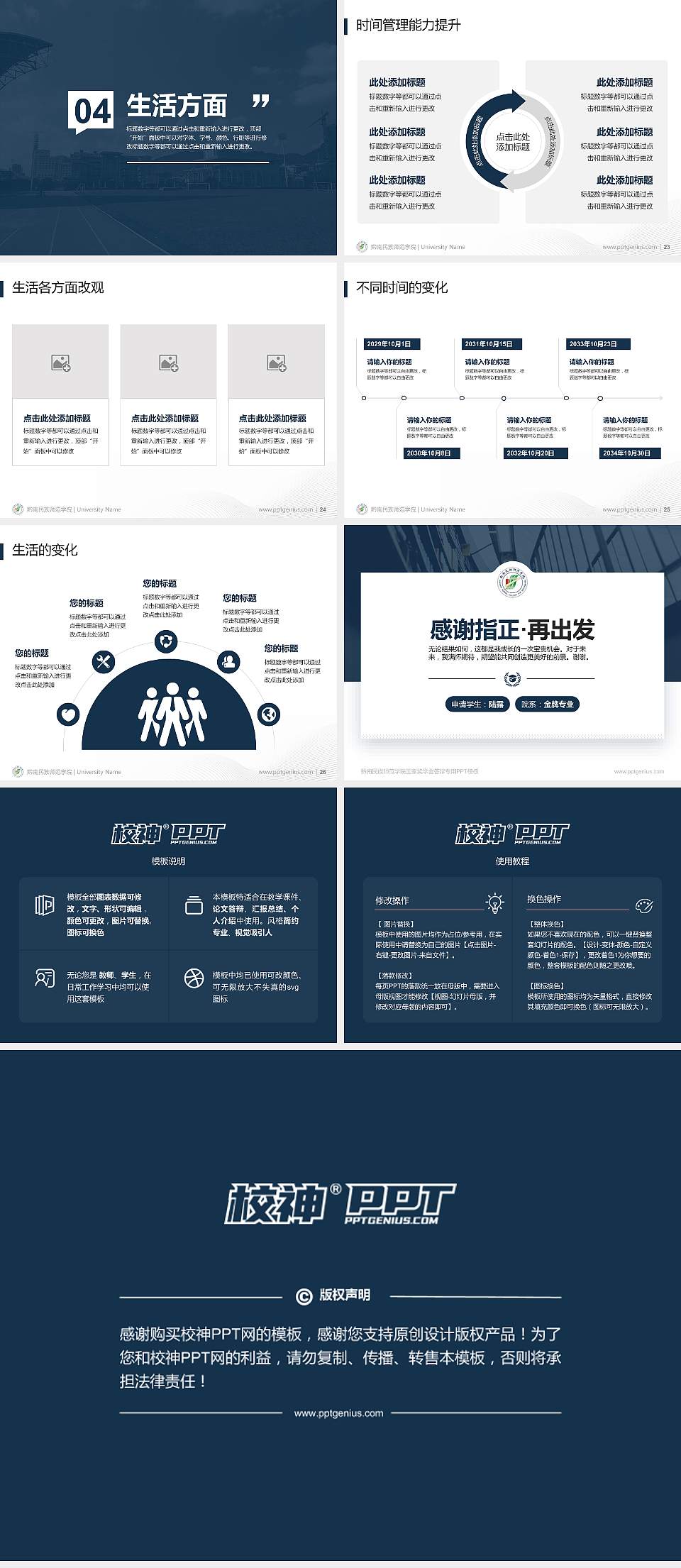黔南民族师范学院专用国家奖学金答辩PPT模板4:3格式幻灯片预览图4