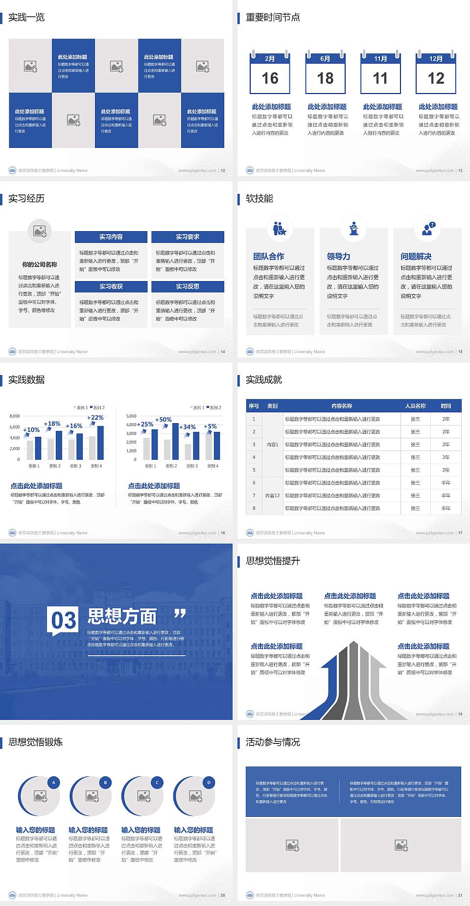 哈尔滨信息工程学院专用国家奖学金答辩PPT模板4:3格式幻灯片预览图3