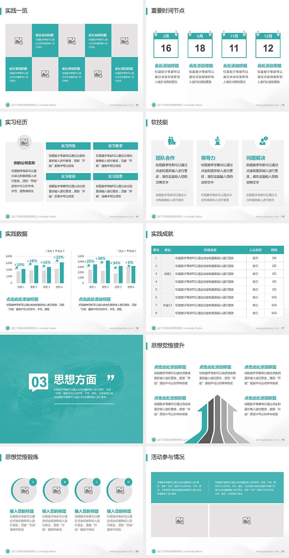 浙江汽车职业技术学院专用国家奖学金答辩PPT模板4:3格式幻灯片预览图3