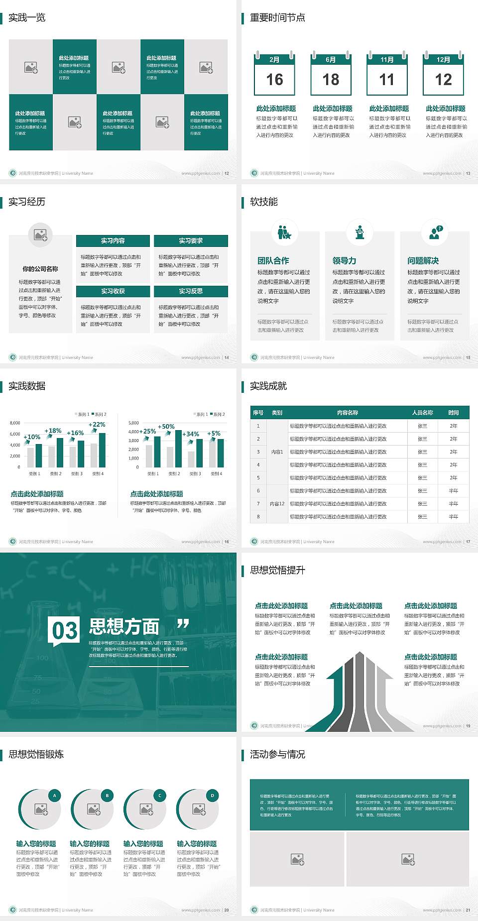 河南应用技术职业学院专用国家奖学金答辩PPT模板4:3格式幻灯片预览图3