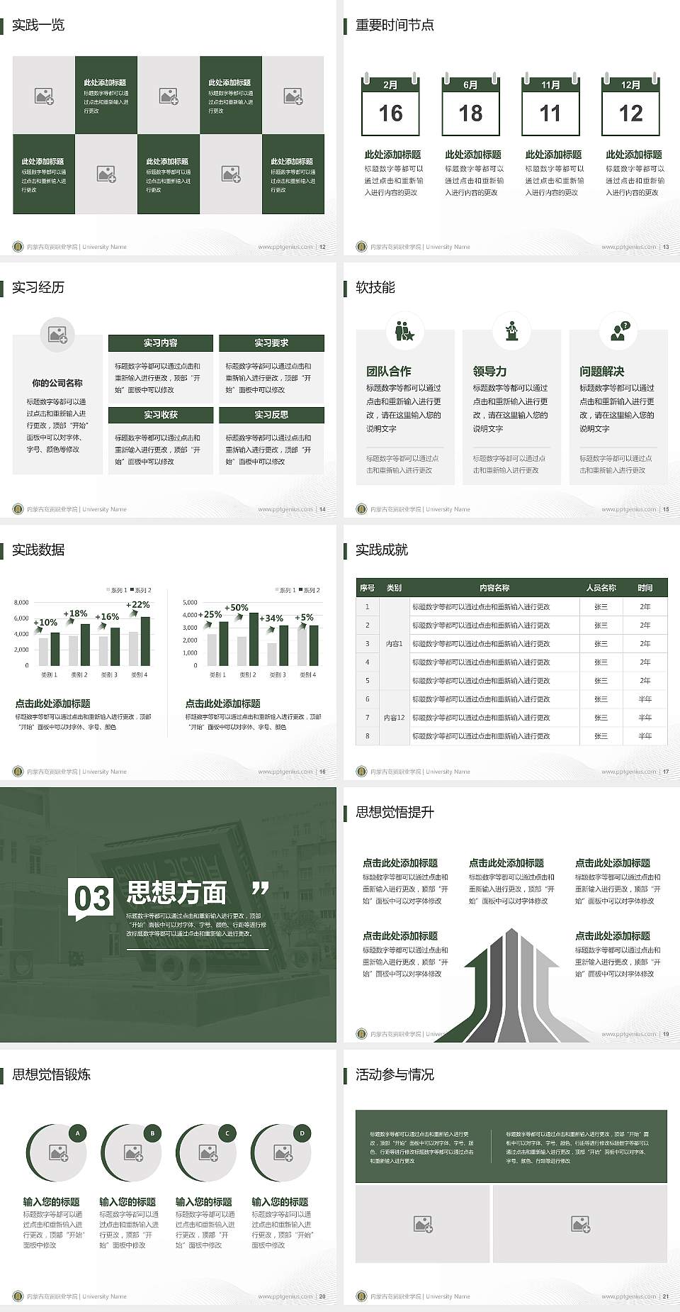 内蒙古商贸职业学院专用国家奖学金答辩PPT模板4:3格式幻灯片预览图3
