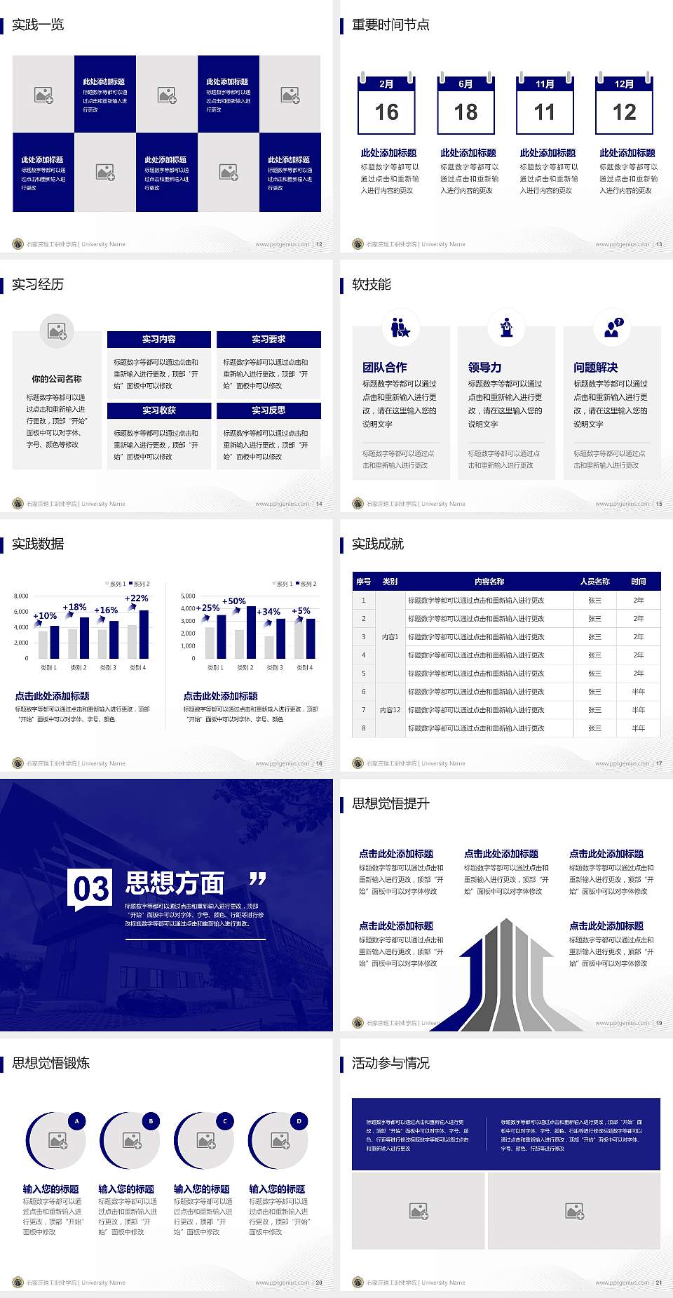 石家庄理工职业学院专用国家奖学金答辩PPT模板4:3格式幻灯片预览图3