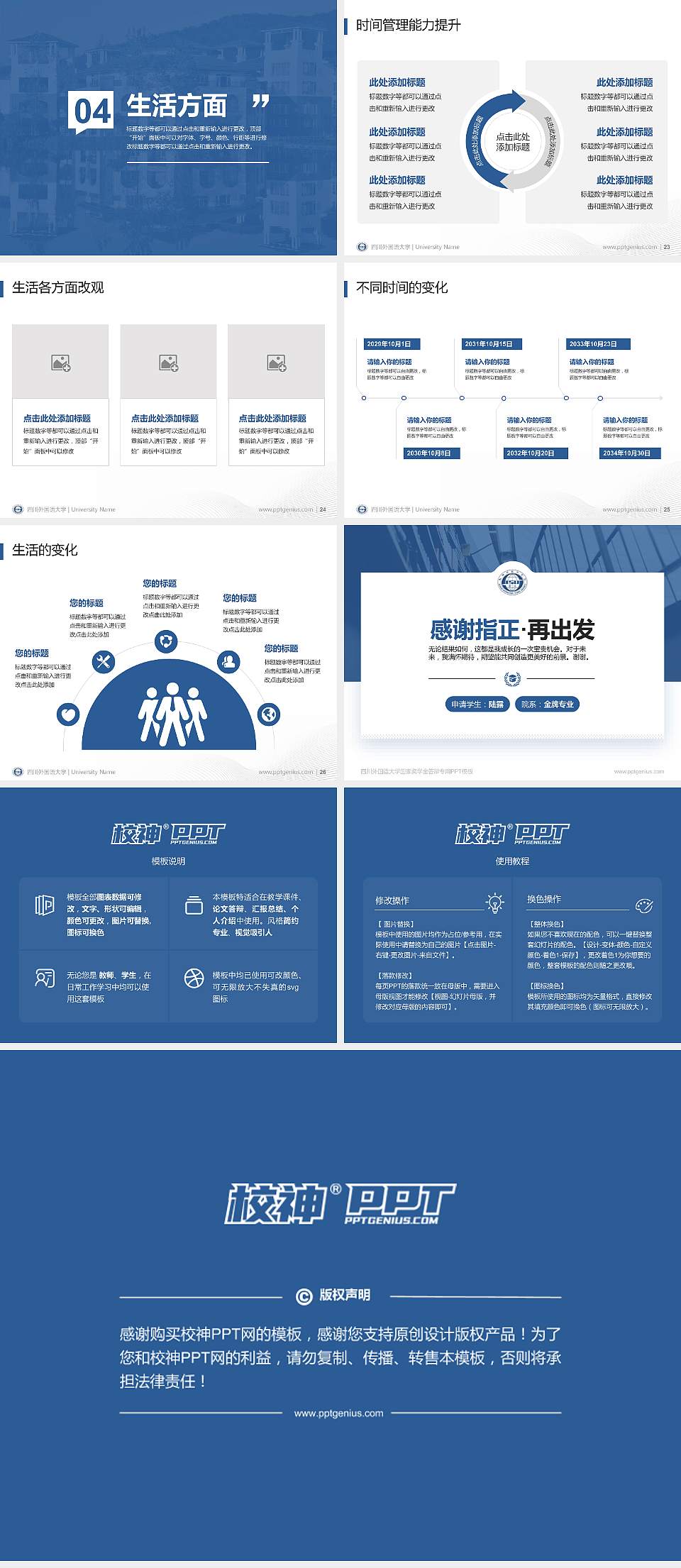 四川外国语大学专用国家奖学金答辩PPT模板4:3格式幻灯片预览图4