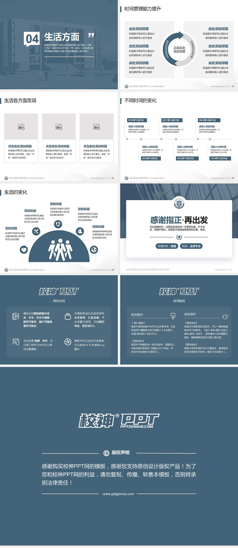 连云港职业技术学院专用国家奖学金答辩PPT模板4:3格式幻灯片预览图4