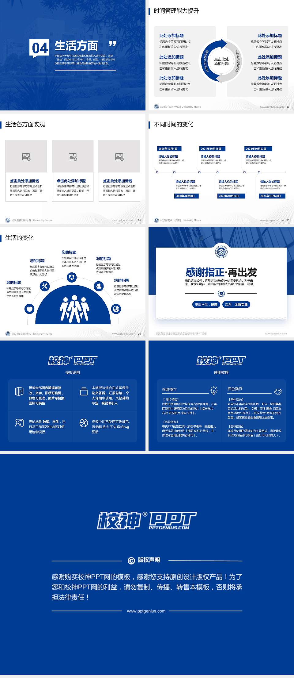 武汉警官职业学院专用国家奖学金答辩PPT模板4:3格式幻灯片预览图4