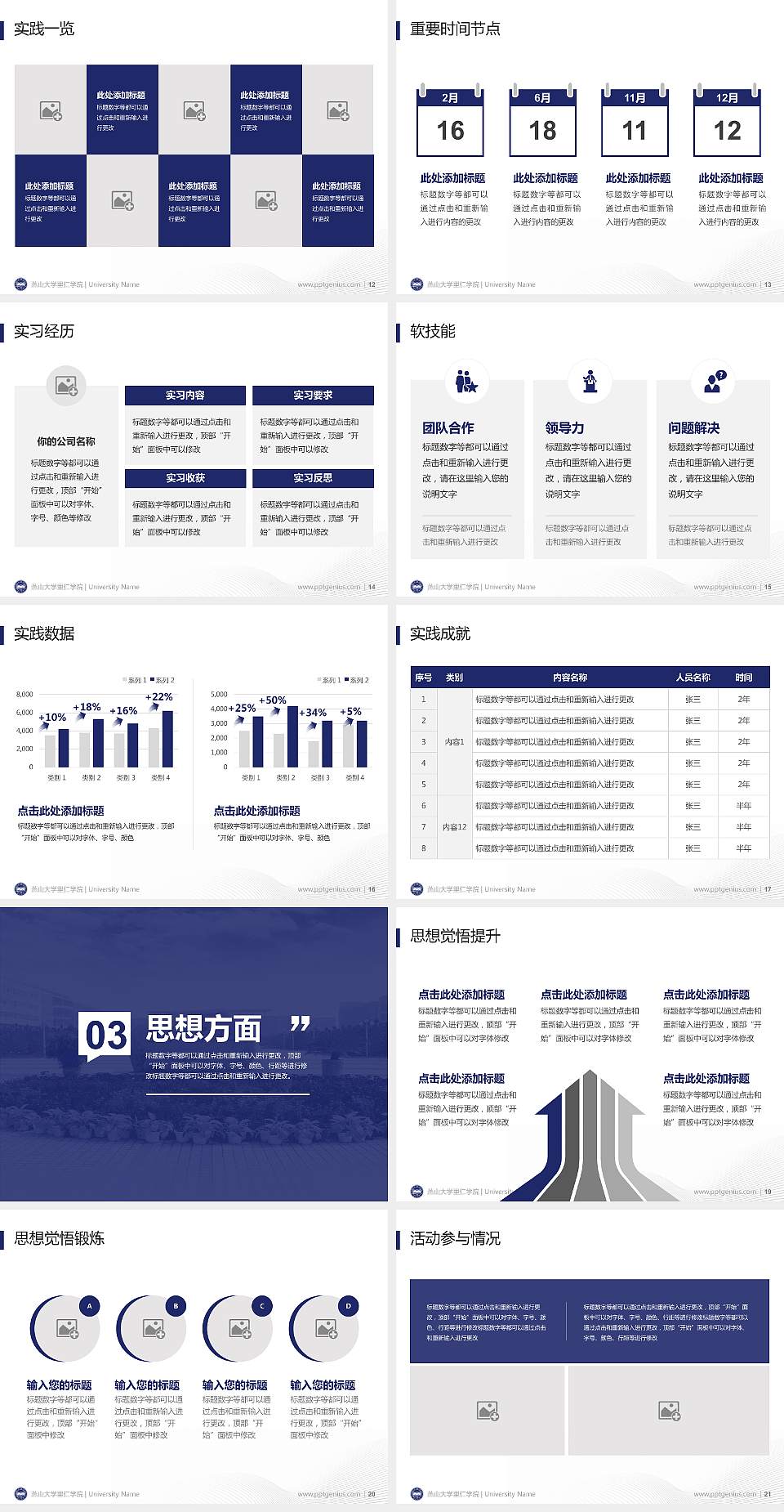 燕山大学里仁学院专用国家奖学金答辩PPT模板4:3格式幻灯片预览图3