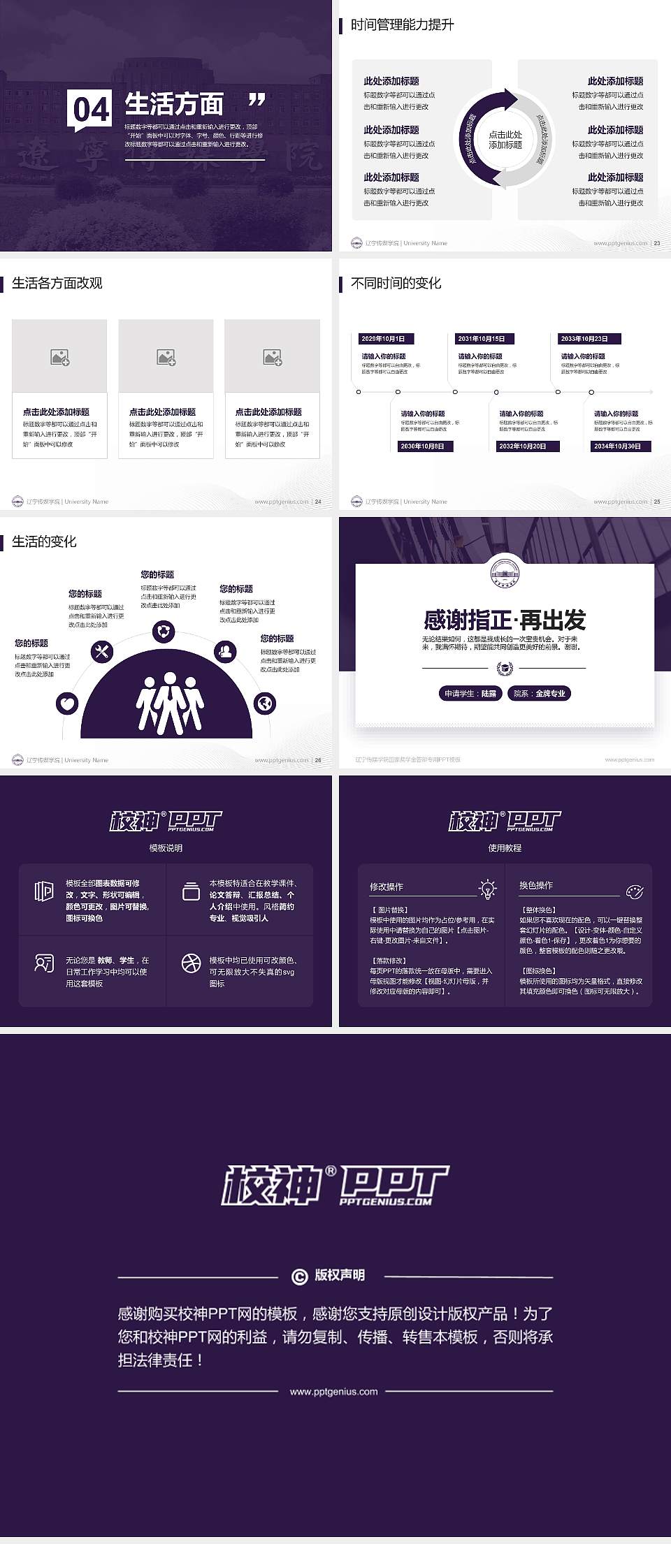 辽宁传媒学院专用国家奖学金答辩PPT模板4:3格式幻灯片预览图4