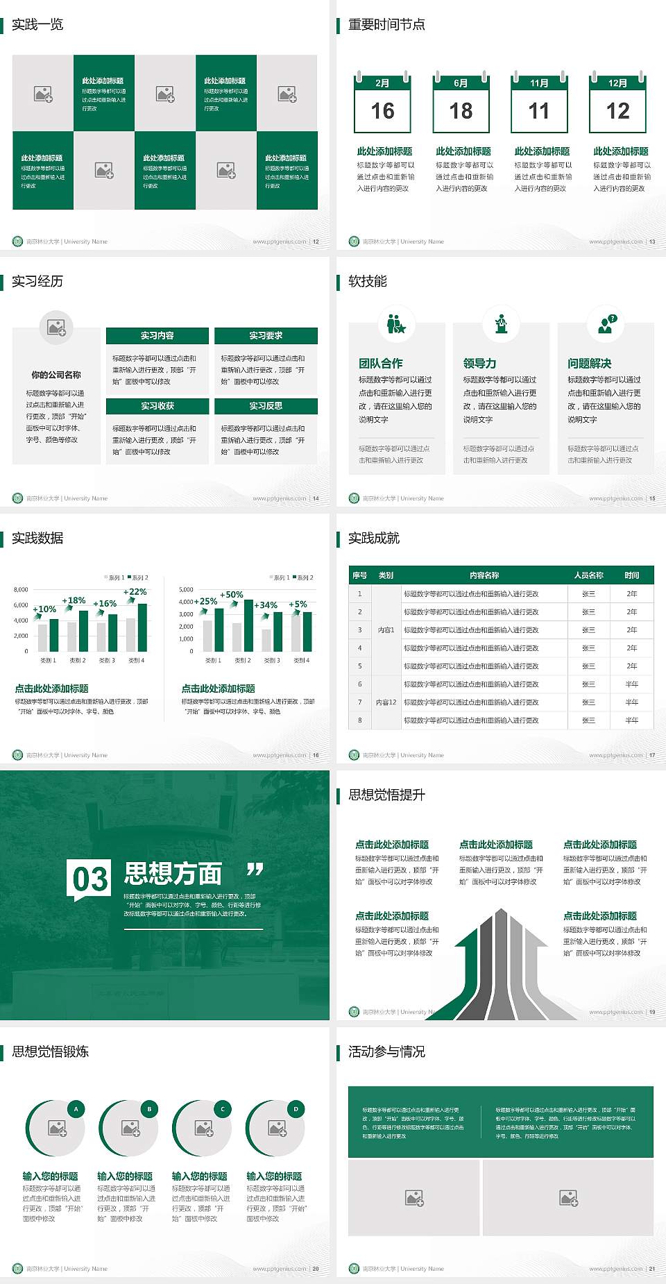 南京林业大学专用国家奖学金答辩PPT模板4:3格式幻灯片预览图3