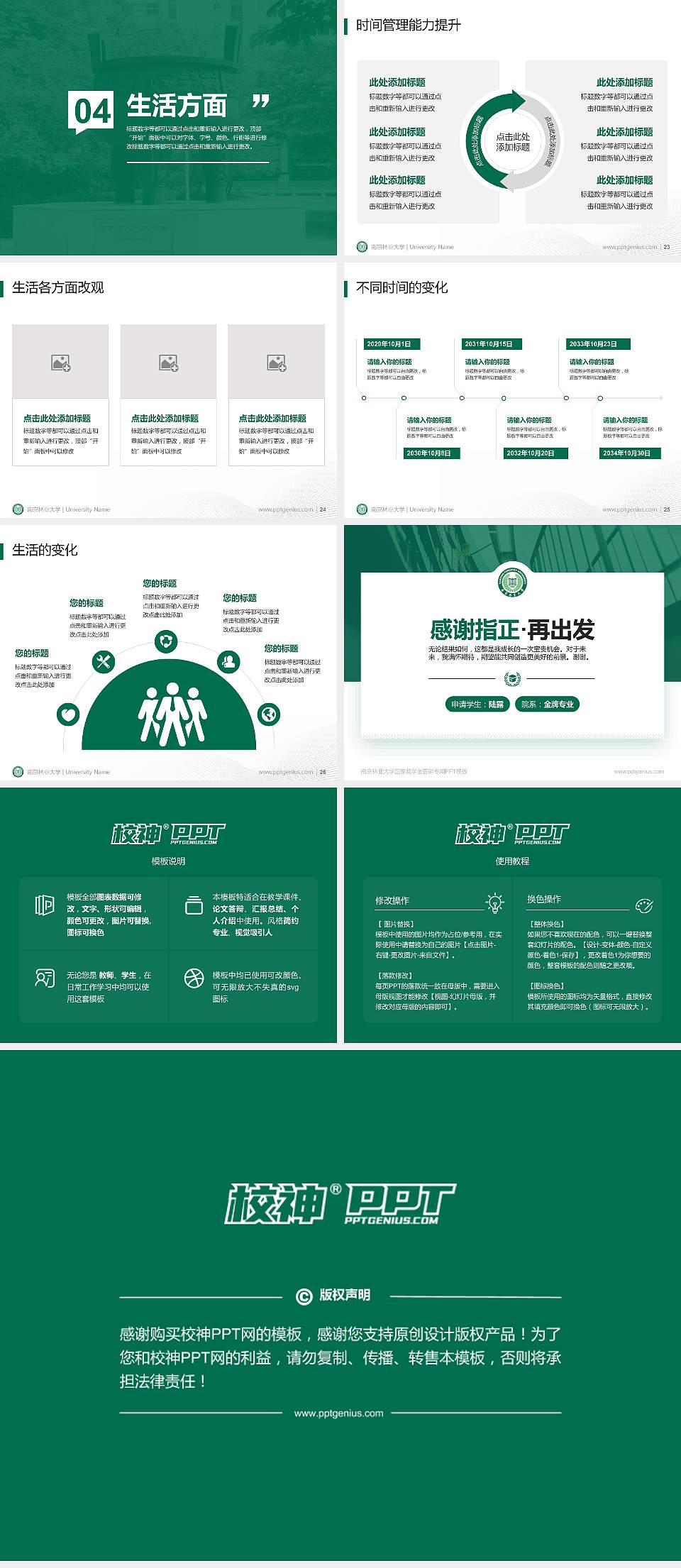 南京林业大学专用国家奖学金答辩PPT模板4:3格式幻灯片预览图4