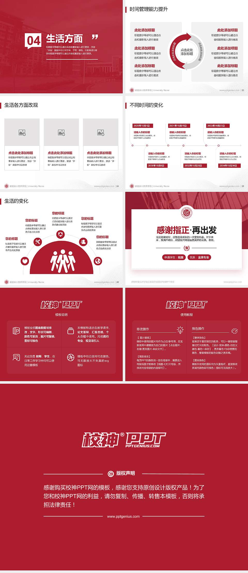 鹤壁职业技术学院专用国家奖学金答辩PPT模板4:3格式幻灯片预览图4