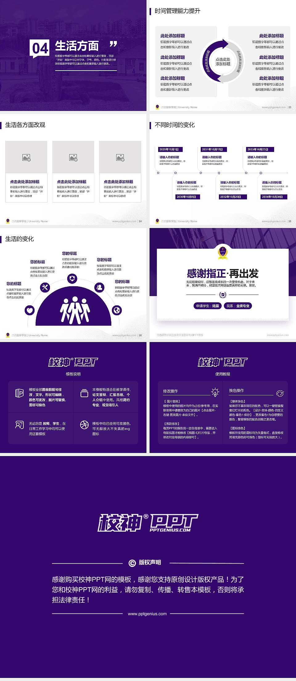 江西警察学院专用国家奖学金答辩PPT模板4:3格式幻灯片预览图4