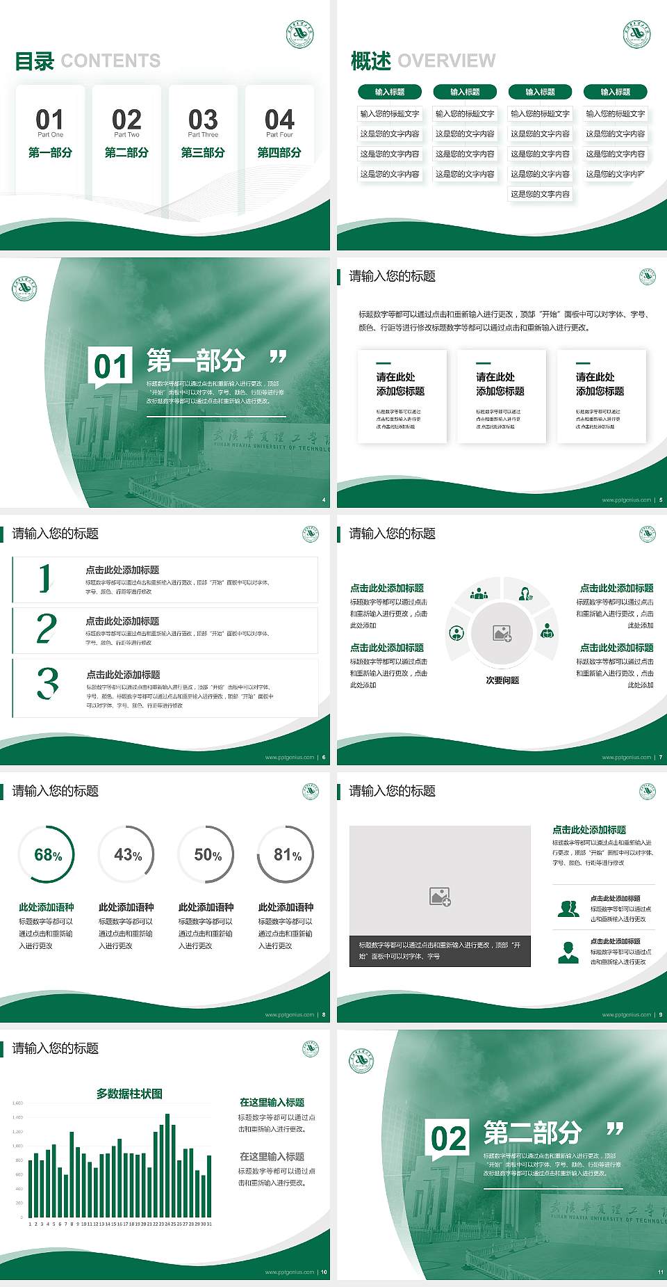 武汉华夏理工学院专题讲座/学术交流会PPT模板下载4:3格式幻灯片预览图2