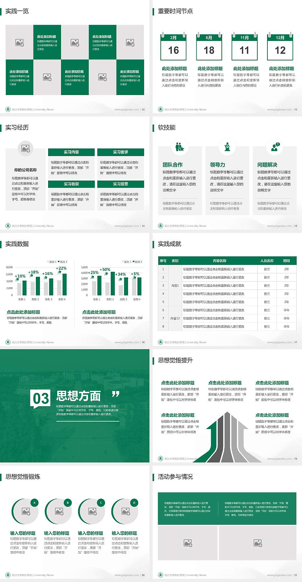 湖北大学知行学院专用国家奖学金答辩PPT模板4:3格式幻灯片预览图3