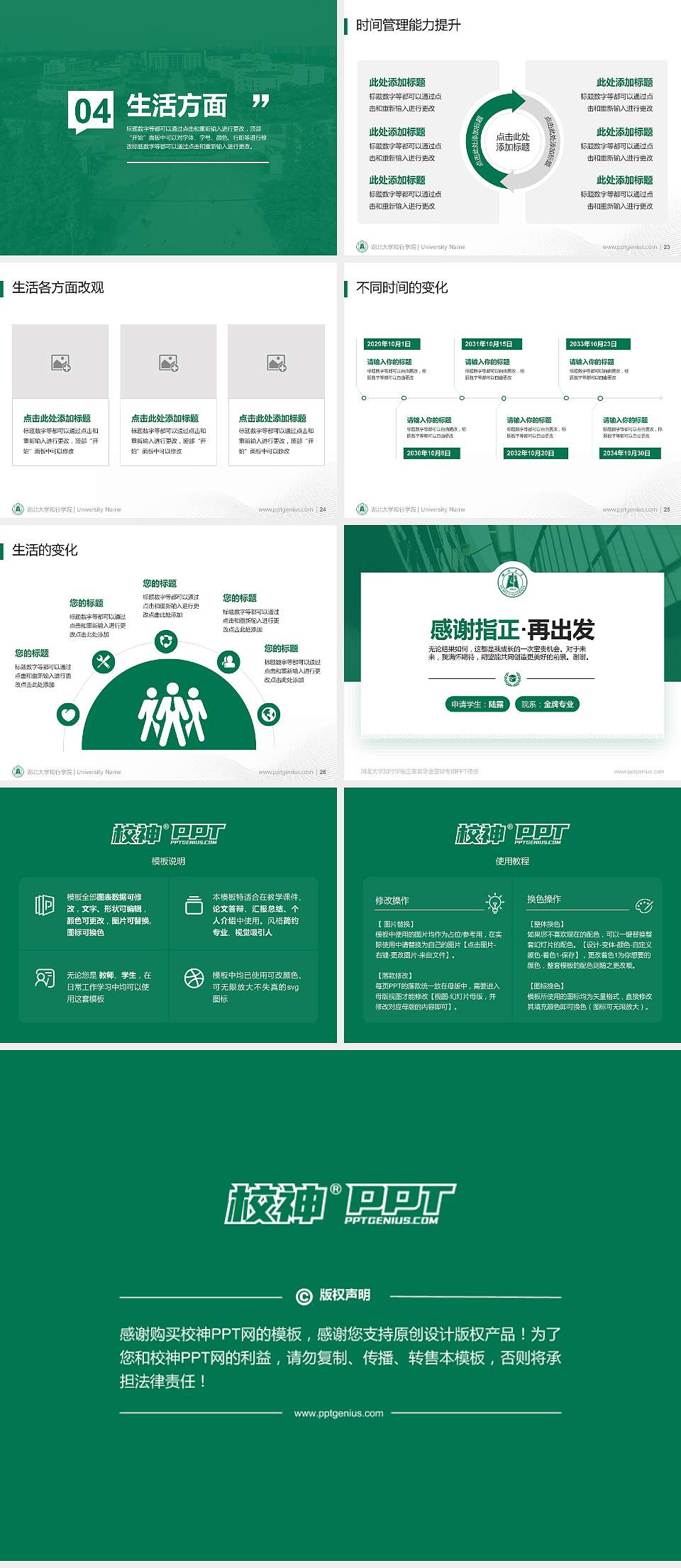 湖北大学知行学院专用国家奖学金答辩PPT模板4:3格式幻灯片预览图4