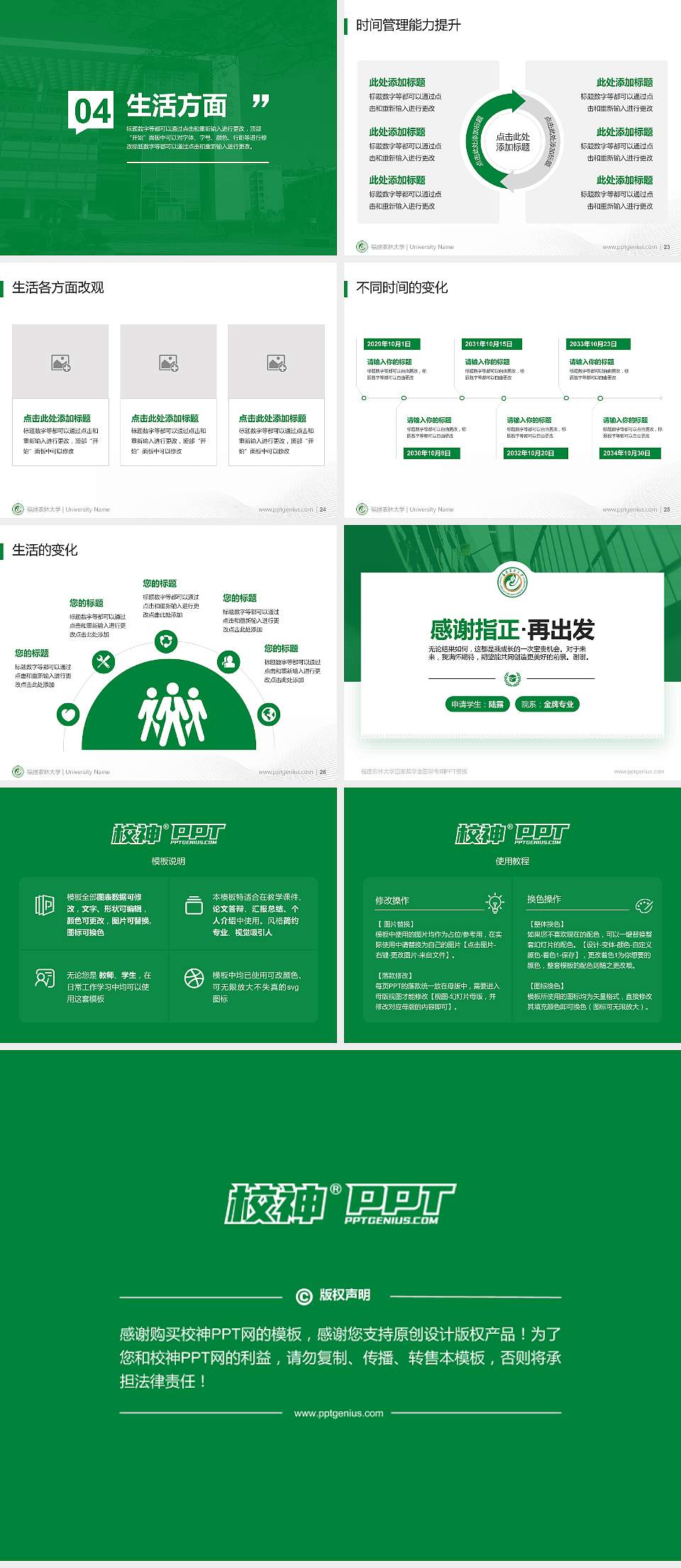 福建农林大学专用国家奖学金答辩PPT模板4:3格式幻灯片预览图4