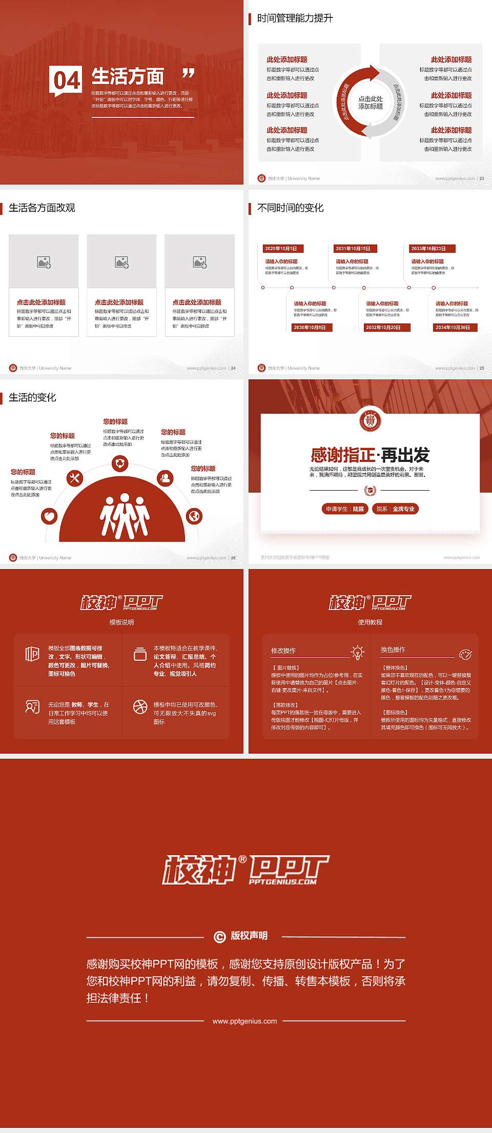 贵州大学专用国家奖学金答辩PPT模板4:3格式幻灯片预览图4