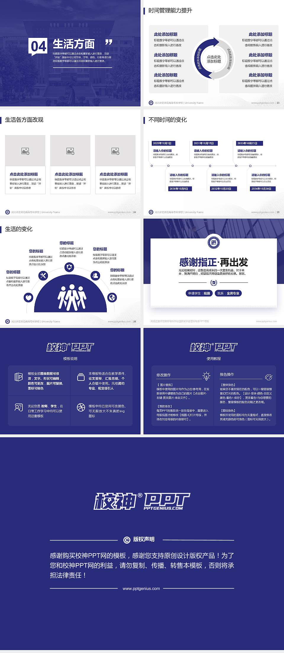 河北正定师范高等专科学校专用国家奖学金答辩PPT模板4:3格式幻灯片预览图4