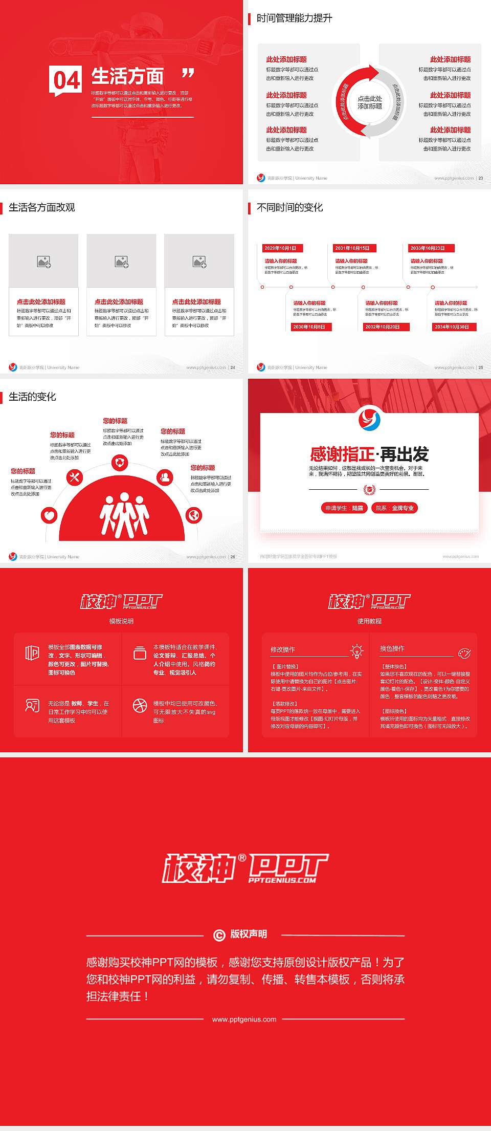 南阳职业学院专用国家奖学金答辩PPT模板4:3格式幻灯片预览图4