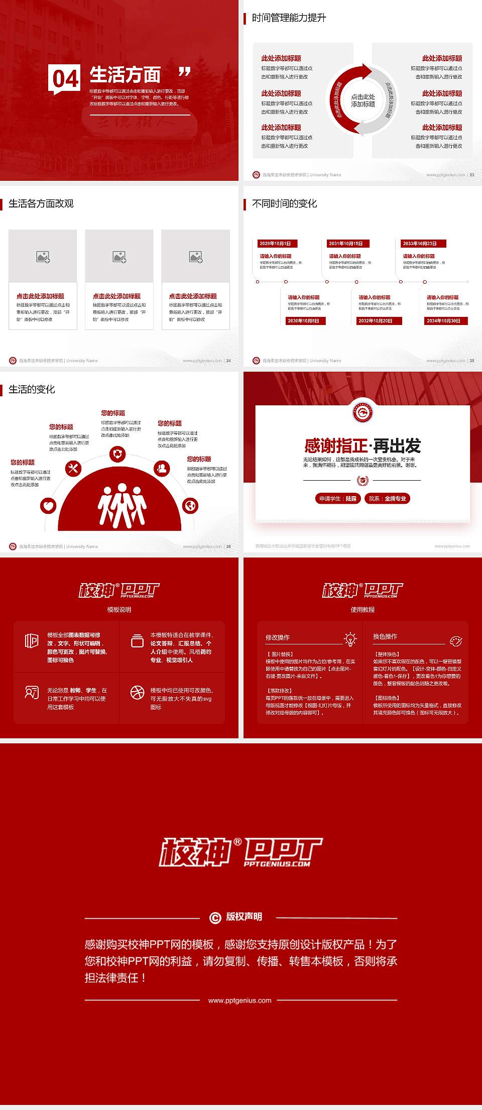 青海柴达木职业技术学院专用国家奖学金答辩PPT模板4:3格式幻灯片预览图4