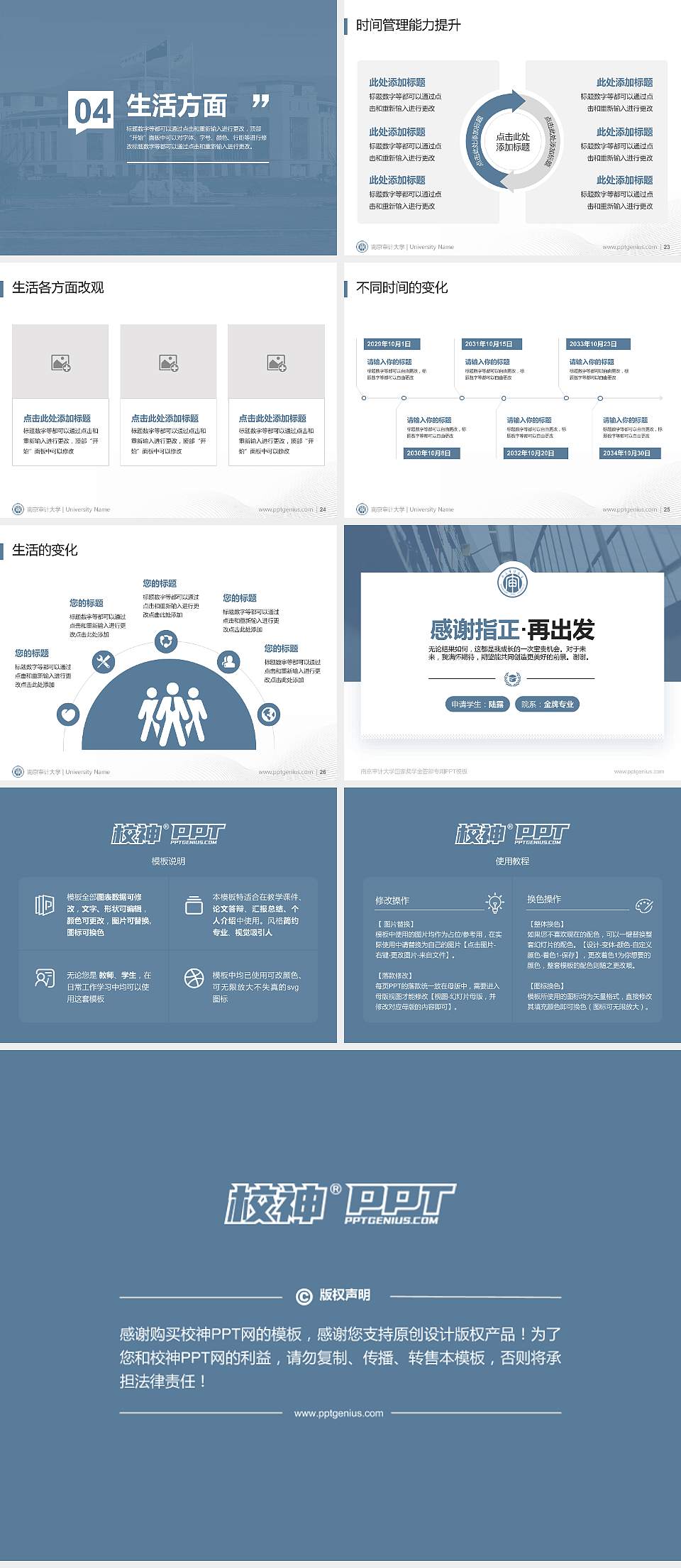 南京审计大学专用国家奖学金答辩PPT模板4:3格式幻灯片预览图4