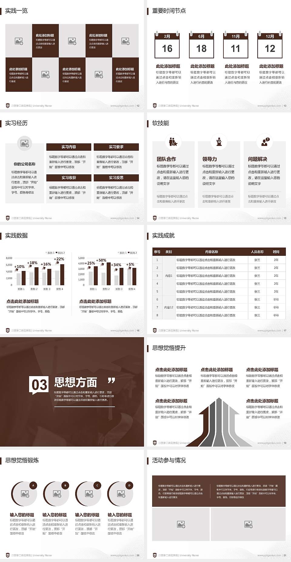 江苏第二师范学院专用国家奖学金答辩PPT模板4:3格式幻灯片预览图3