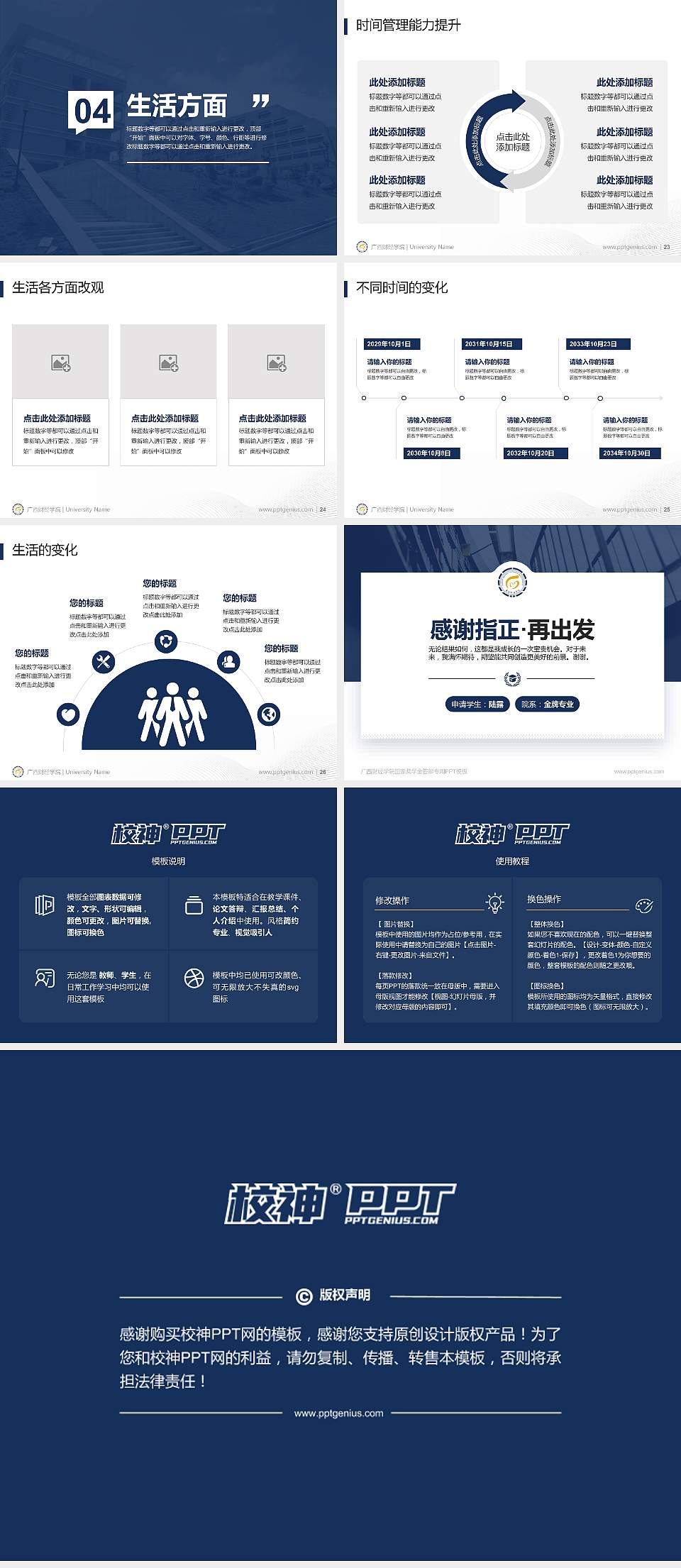 广西财经学院专用国家奖学金答辩PPT模板4:3格式幻灯片预览图4