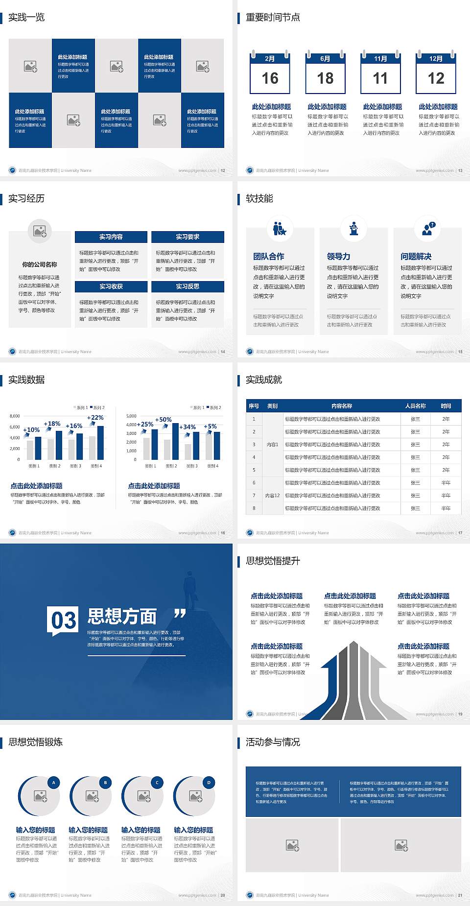 湖南九嶷职业技术学院专用国家奖学金答辩PPT模板4:3格式幻灯片预览图3