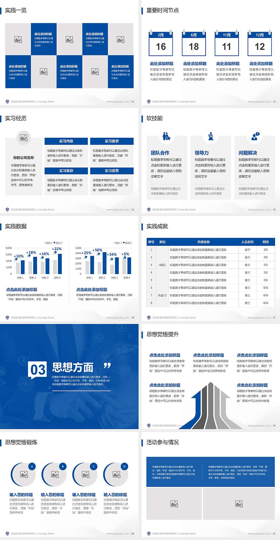 湖南信息科学职业学院专用国家奖学金答辩PPT模板4:3格式幻灯片预览图3