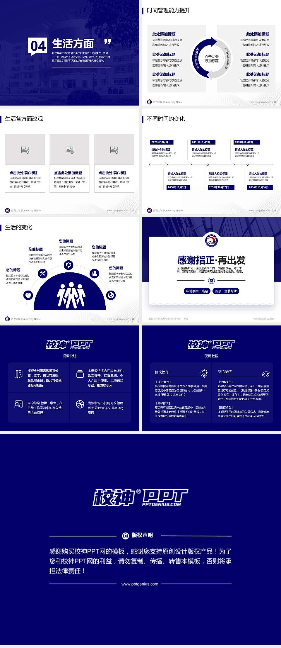 青海大学专用国家奖学金答辩PPT模板4:3格式幻灯片预览图4