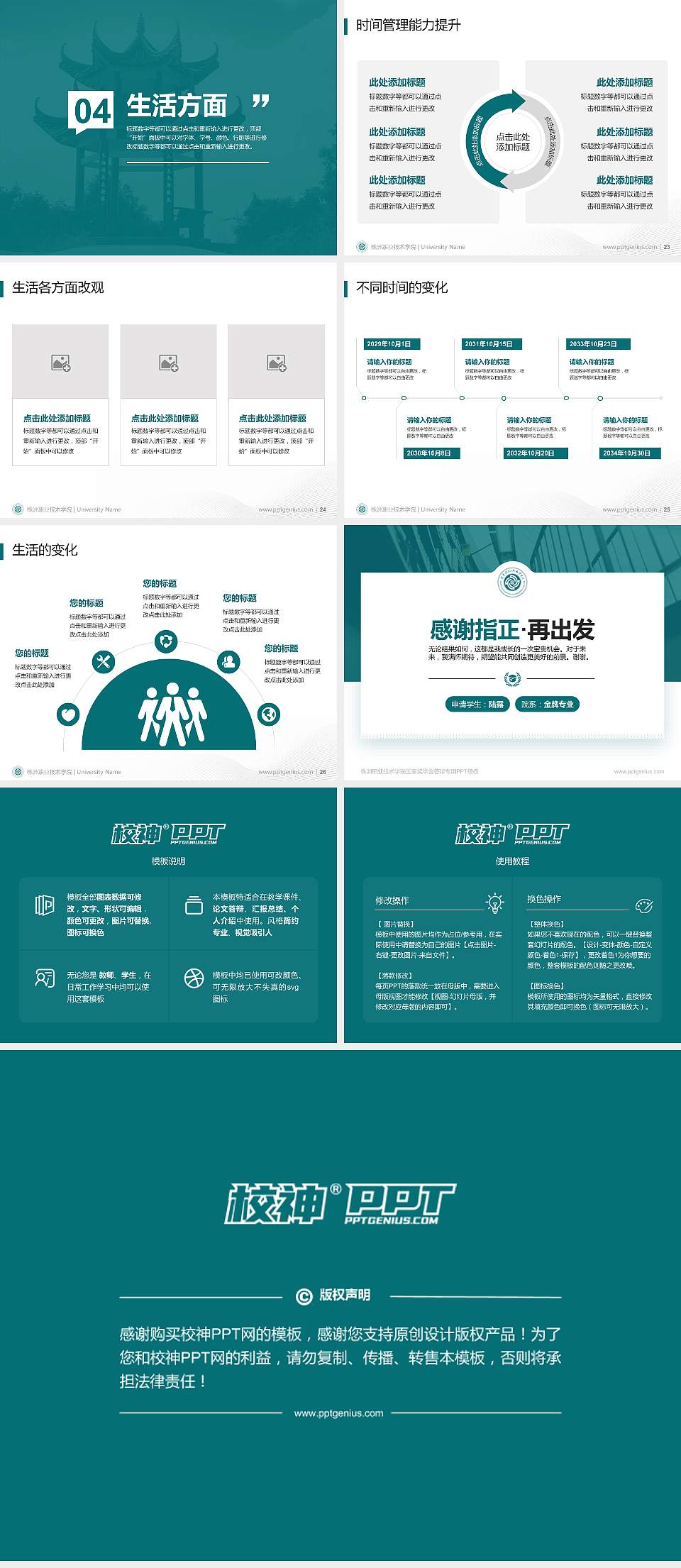 株洲职业技术学院专用国家奖学金答辩PPT模板4:3格式幻灯片预览图4