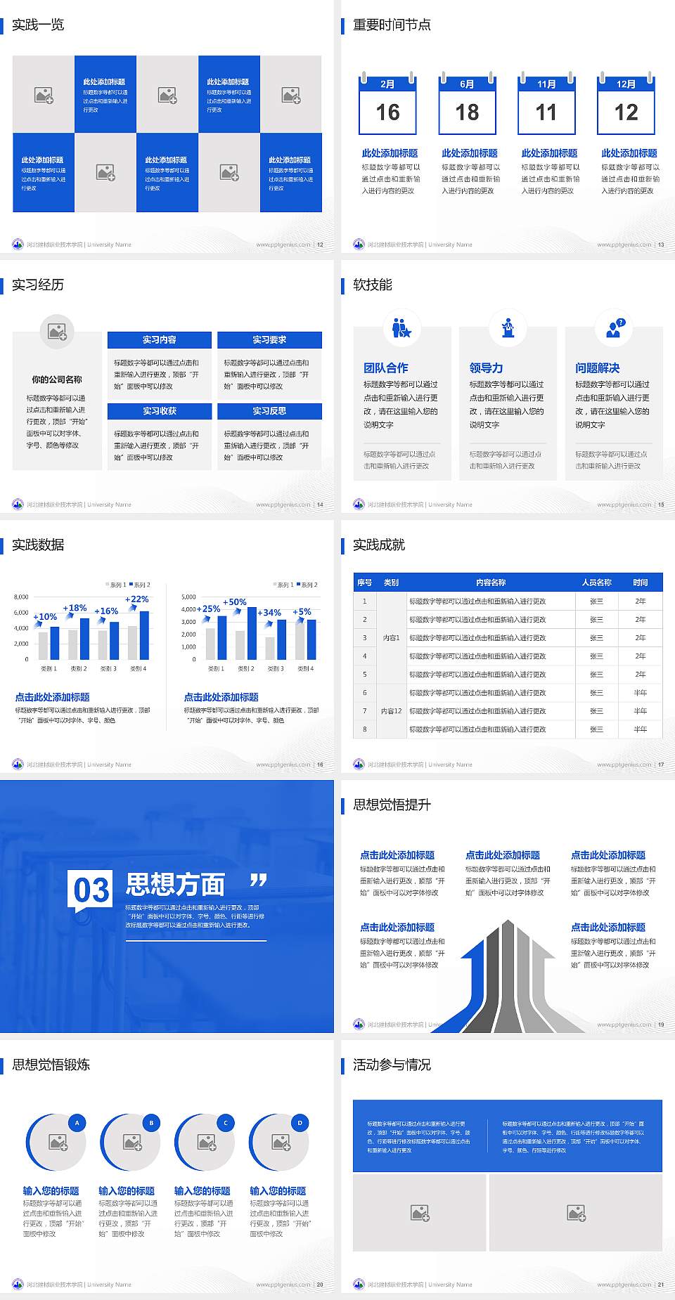 河北建材职业技术学院专用国家奖学金答辩PPT模板4:3格式幻灯片预览图3