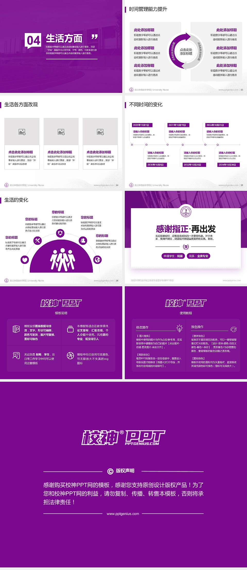 湖北体育职业学院专用国家奖学金答辩PPT模板4:3格式幻灯片预览图4