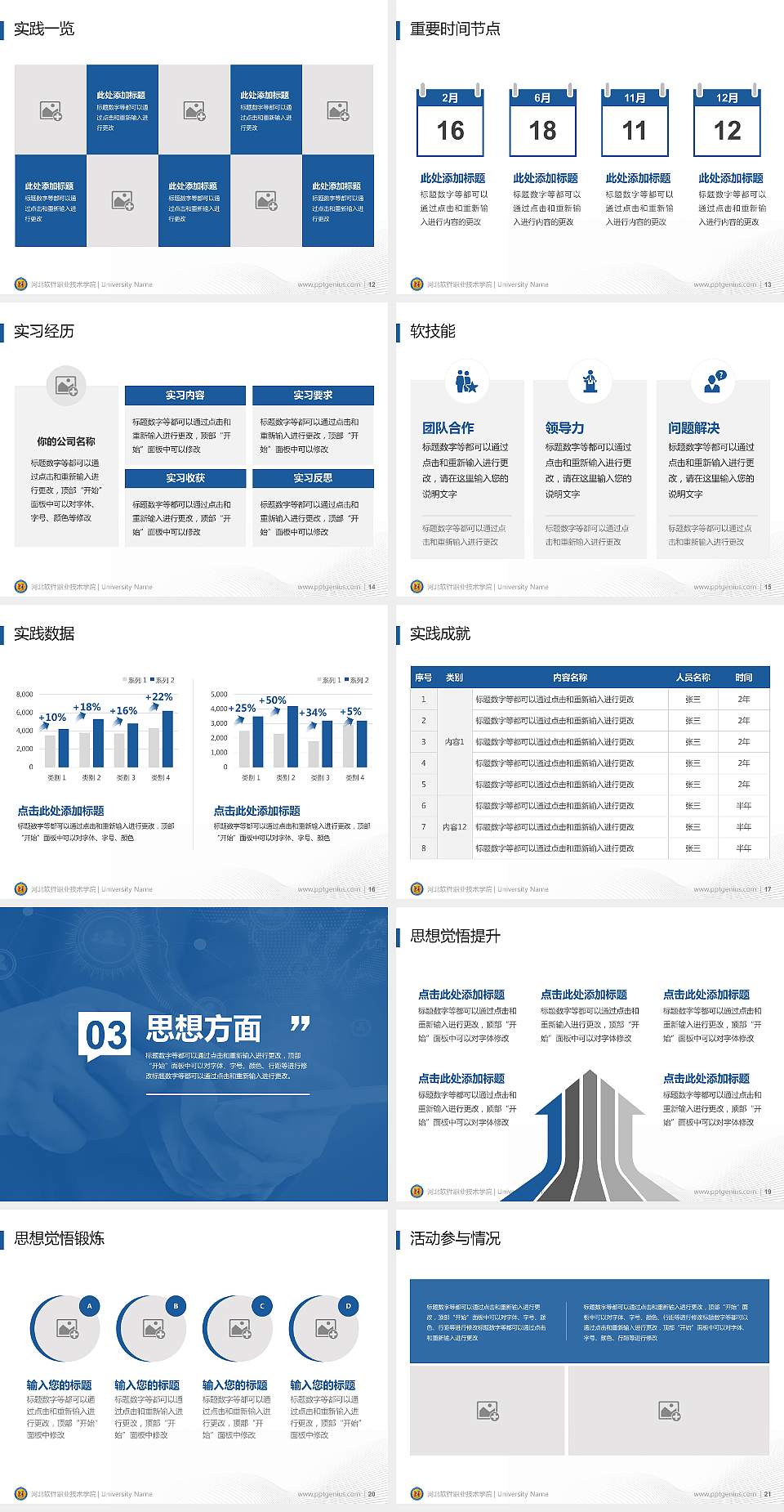 河北软件职业技术学院专用国家奖学金答辩PPT模板4:3格式幻灯片预览图3