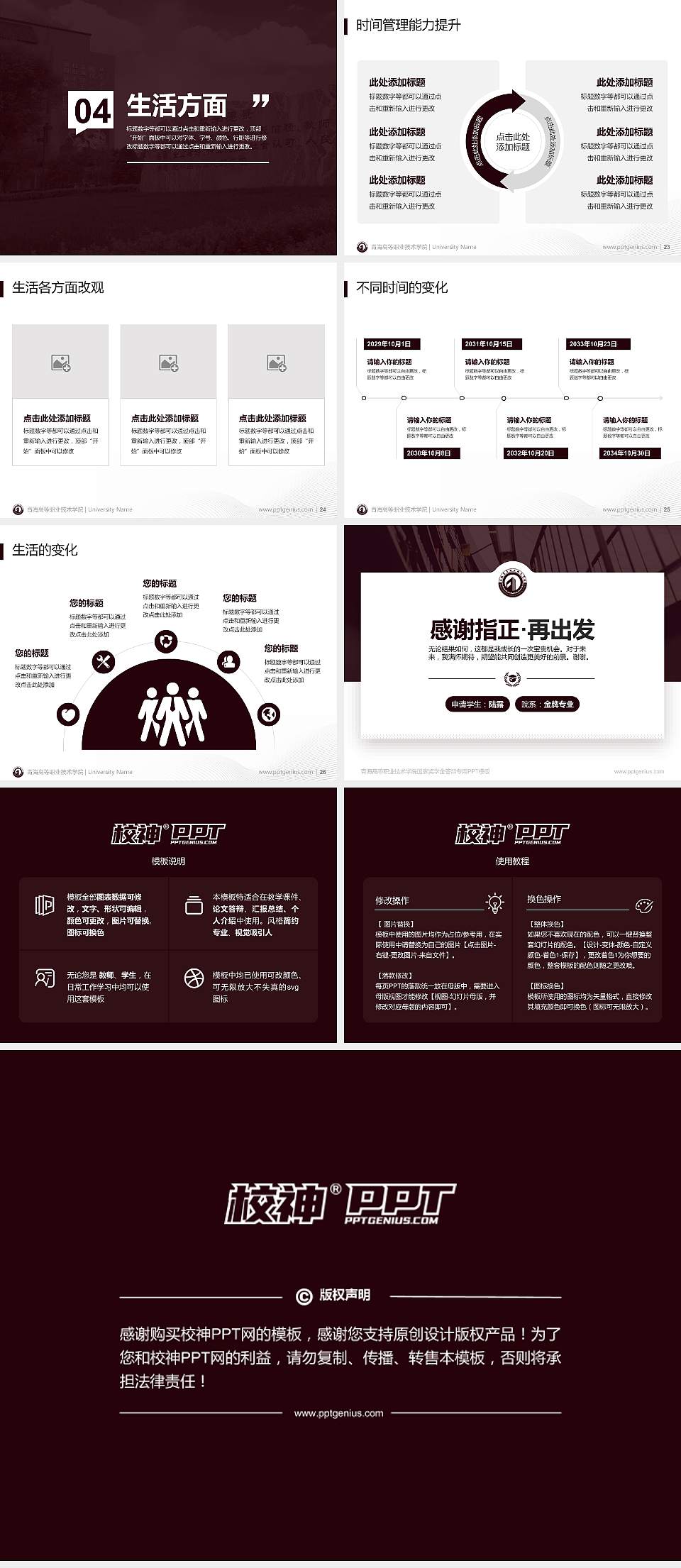 青海高等职业技术学院专用国家奖学金答辩PPT模板4:3格式幻灯片预览图4