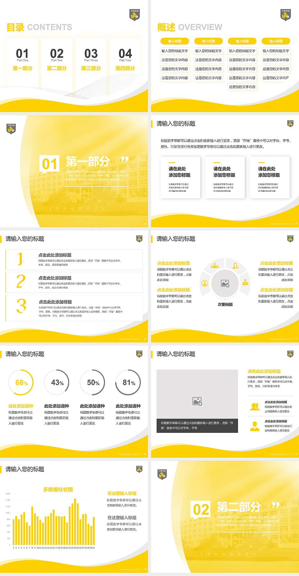 民办万博科技职业学院专题讲座/学术交流会PPT模板下载4:3格式幻灯片预览图2